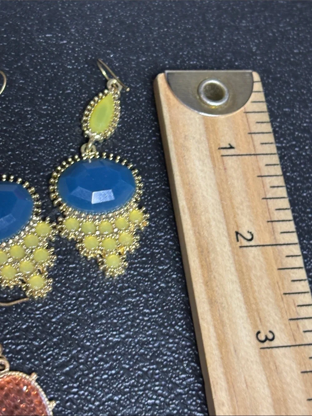 Bundle Dangle Hoop Enamel Gold-Tone Blue and Yellow Drop Earrings Jewelry Lot